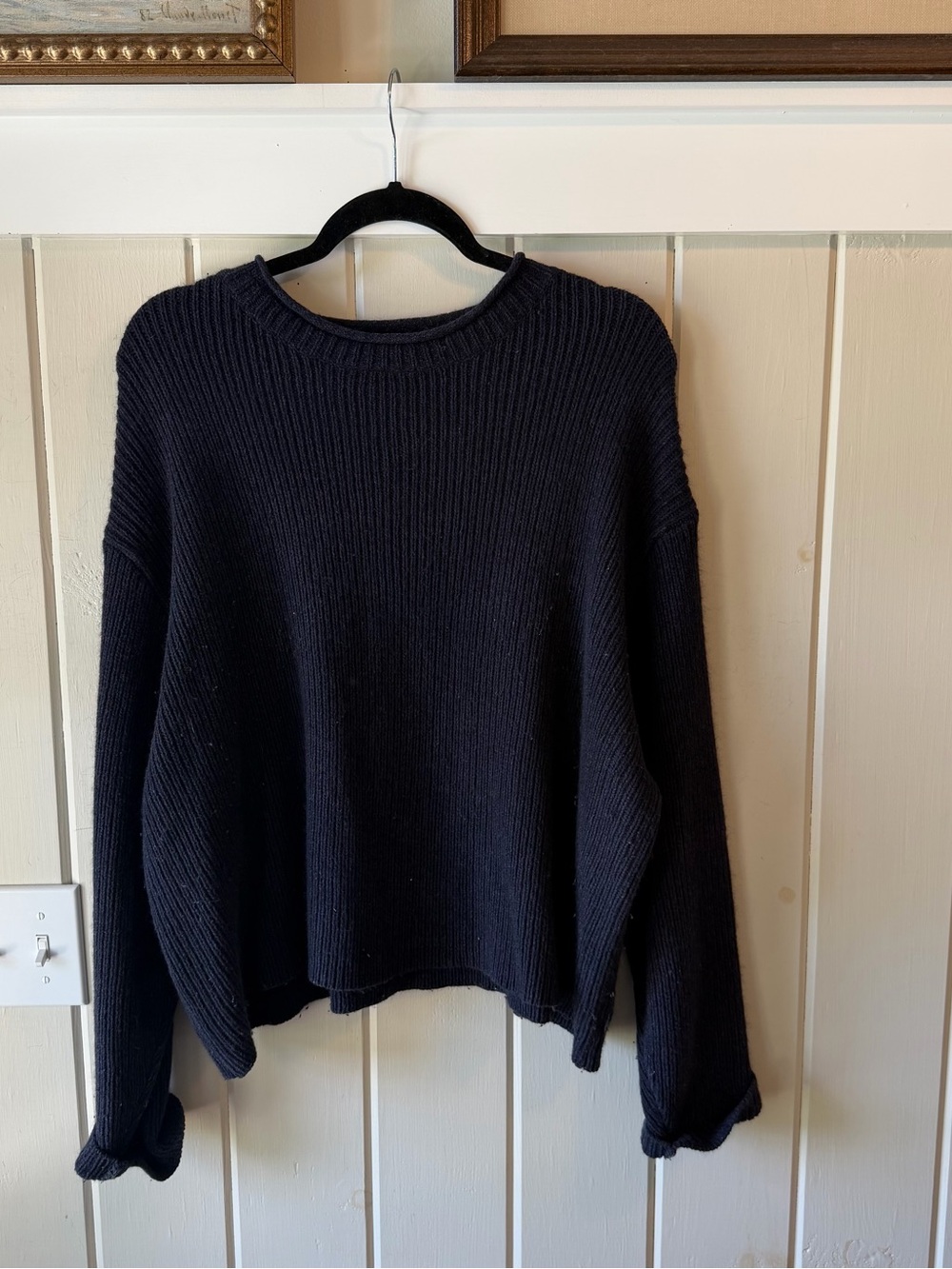 Vintage Women’s Eddie Bauer Navy Ribbed Crewneck Sweater, Size XL - Picture 1 of 8